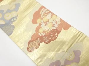 雲に花・波模様織り出し袋帯